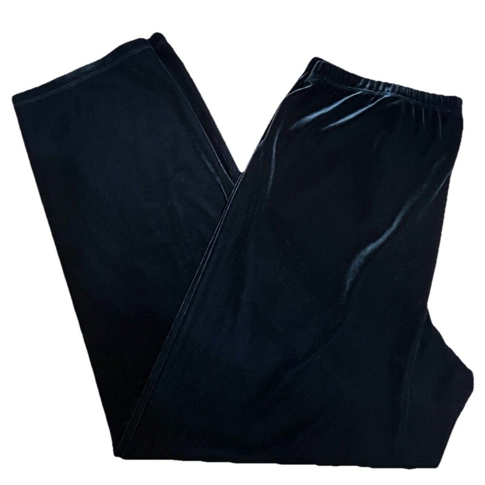 VTG Chicos Black Velvet Pullon Wide leg Pants Size 2 Fairy Grunge Whimsigoth